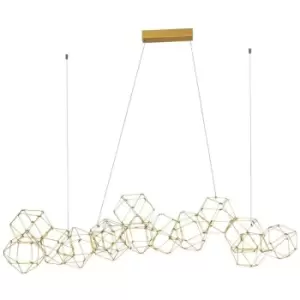 Image of Netlighting Merano Alabama Bar Pendant Ceiling Light Gold Metal LED 67.2W 4704Lm