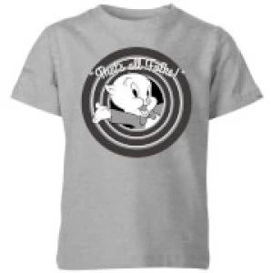 Image of Looney Tunes That's All Folks Porky Pig Kids T-Shirt - Grey - 11-12 Years