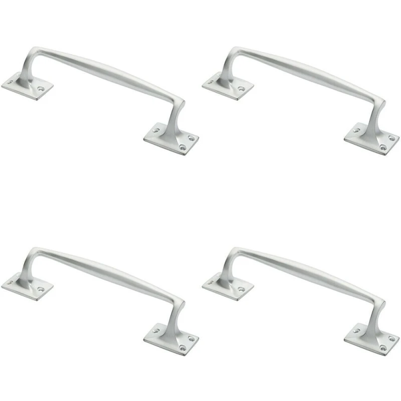 Image of Loops 4x One Piece Door Pull Handle 250mm Length 54mm Projection Satin Chrome Multi unisex