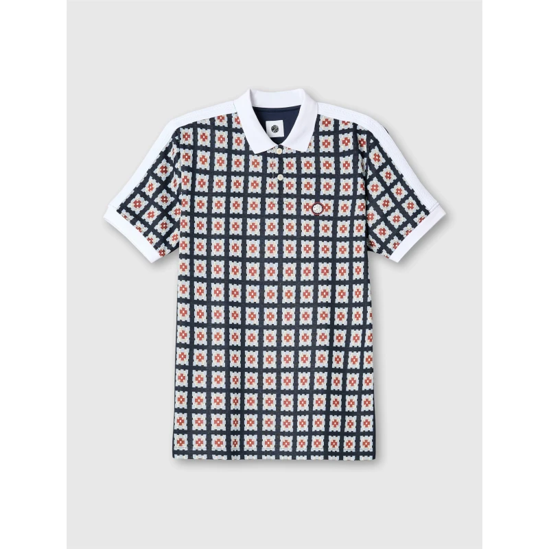 Image of Pretty Green Mens PG Timperley Geo Short-Sleeve Polo Shirt Multi male Small
