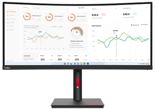 image of Lenovo ThinkVision T34w-30 34" 63D4GAT1UK WideScreen Quad HD LED Monitor