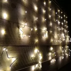 image of 130cm Christmas Window Curtain Pin Wire Star Light with 150 Warm White LED Indoor and Outdoor