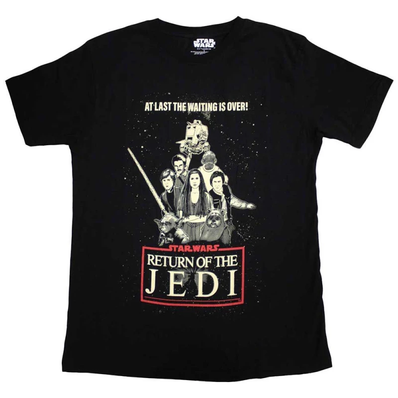 Image of Star Wars Return Of The Jedi Waiting Is Over T Shirt Black unisex