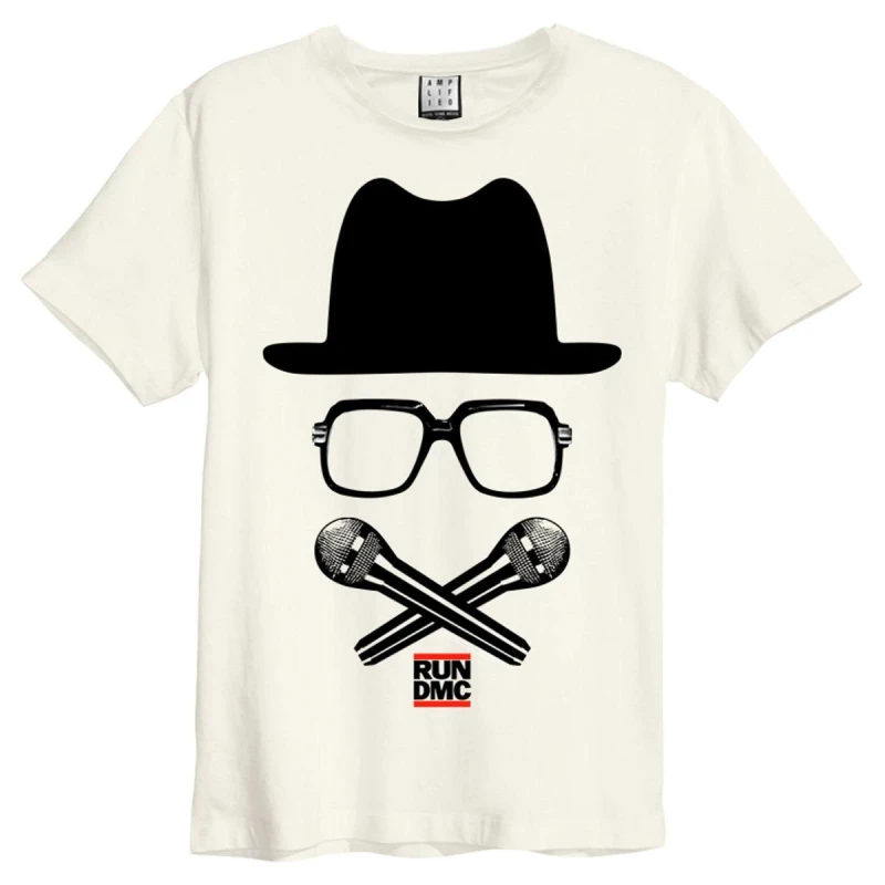 Image of Amplified Amplified Men 2 Mics Run DMC T-Shirt in White Size: X-Small White XS Male 5063417630401