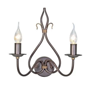 Image of 2 Light Indoor Candle Wall Light Gold, Rust, E14