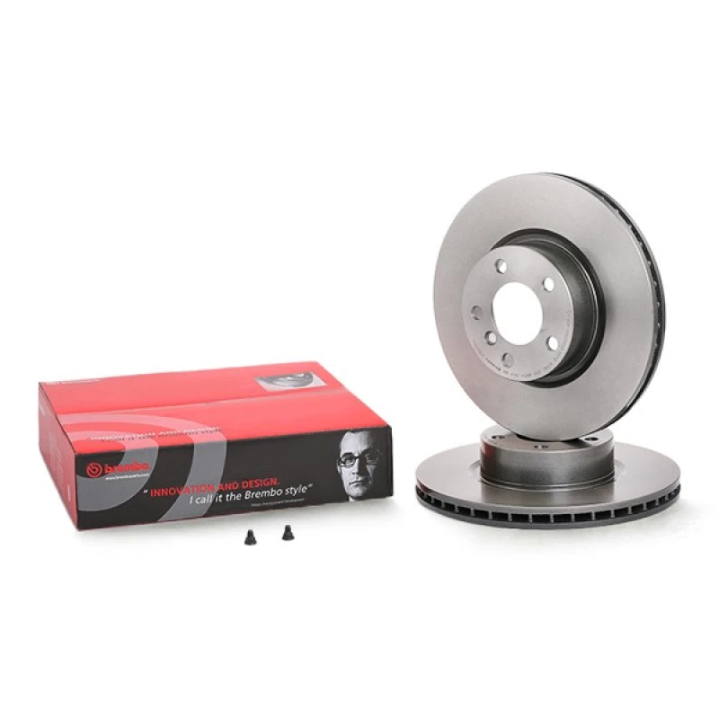 Image of BREMBO 09.B570.11 Brake disc internally vented, Coated, High-carbon, with bolts/screws Brake Disc (82)