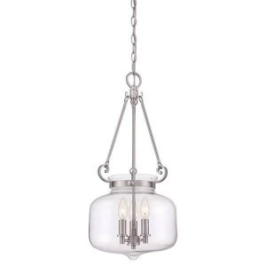 Image of 3 Light Ceiling Pendant Brushed Nickel, E14