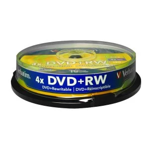 Image of Verbatim DVDRW Silver Non Printable Spindle Pack of 10 43488