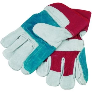 Image of Wickes Superior Grey/Red Leather Rigger Gloves - One Size