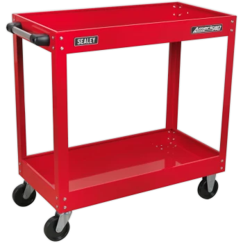 Sealey Heavy Duty 2 Shelf Trolley with Lockable Top Red