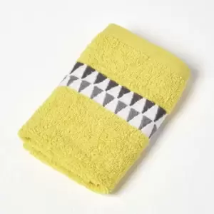 Image of HOMESCAPES Geometric 100% Cotton Face Cloth, Ochre - Ochre