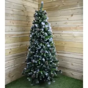 image of Transcon - Snowtime 7ft (2.1m) Frosted Glacier Pine Christmas Tree Snow Tipped & Pine Cones