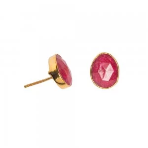 image of Juvi Designs Gold vermeil boho oval stud Red