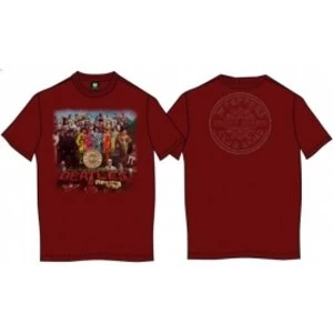 Image of Sgt Pepper Mens Scarlet Vintage Print T Shirt: Large