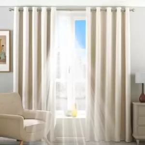 Image of Riva Home Twilight Blackout Ringtop Eyelet Curtains (Pair) Polyester Ivory (168X183Cm)
