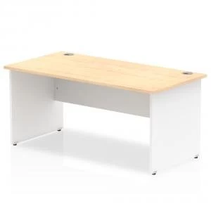 image of Trexus Desk Rectangle Panel End 1600x800mm Maple Top White Panels Ref