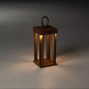 Image of Cannes Outdoor Effect Portable Lantern USB Rust Dimmable 42cm 2700, 3000K, IP54