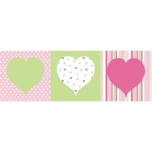 image of Hearts Green Pink White Box Art Set W200mm H200mm