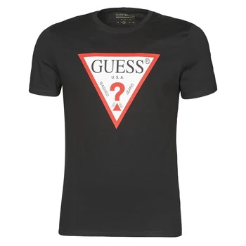 image of Guess CN SS Original LOGO TEE mens T shirt in Black - Sizes XXL,S,M,L,XL,XS