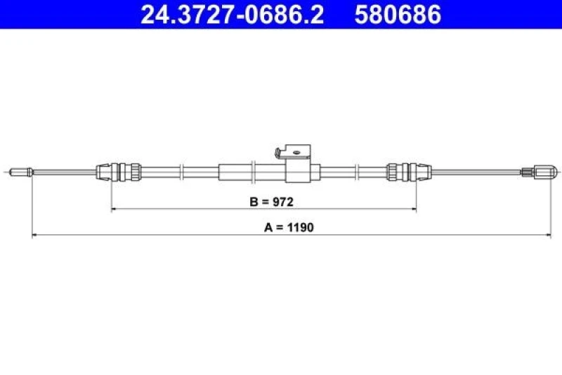 Image of ATE 24.3727-0686.2 Brake Cable 1190mm Cable,parking brake (124)