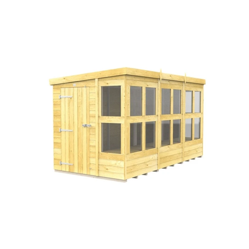 Image of Buttercup Farm 12 x 6 Feet Pent Potting Shed - Wood - L178 x W358 x H201cm in Brown Brown Unisex
