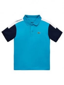 Image of Lacoste Sports Boys Ultra Dry Colourblock Polo Shirt - Blue