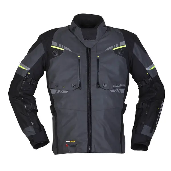 Image of Modeka Taran Flash Jacket Black Dark Gray Yellow Size L