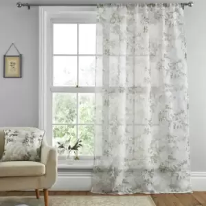 Image of Dreams&drapes - Tiverton Botanical Print Slot Top Voile Curtain Panel, Green, 55 x 48 Inch