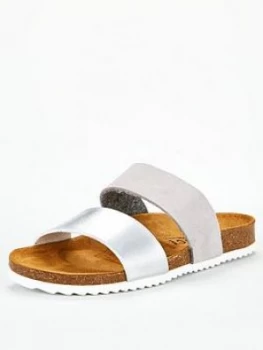 image of OFFICE Oslo Flat Sandal - Light Grey, Light Grey Suede, Size 3, Women