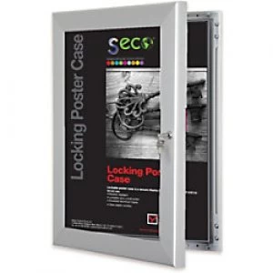 Image of Stewart Superior Wall Mountable Lockable Poster Case 93 x 128cm Silver