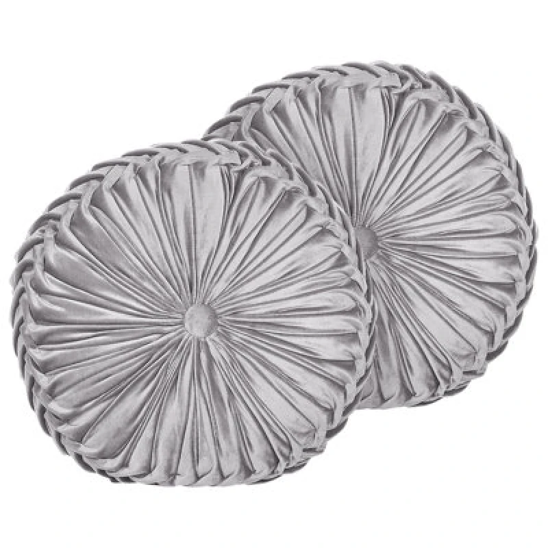 Image of Beliani Set Of 2 Decorative Cushions Udala Velvet 40 X 40 Cm Grey Solid