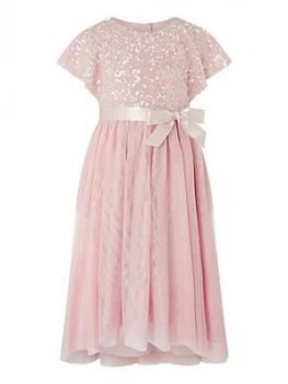 Monsoon Girls Truth Cape Sequin Hi Low Dress - Pale Pink, Size 5 Years, Women