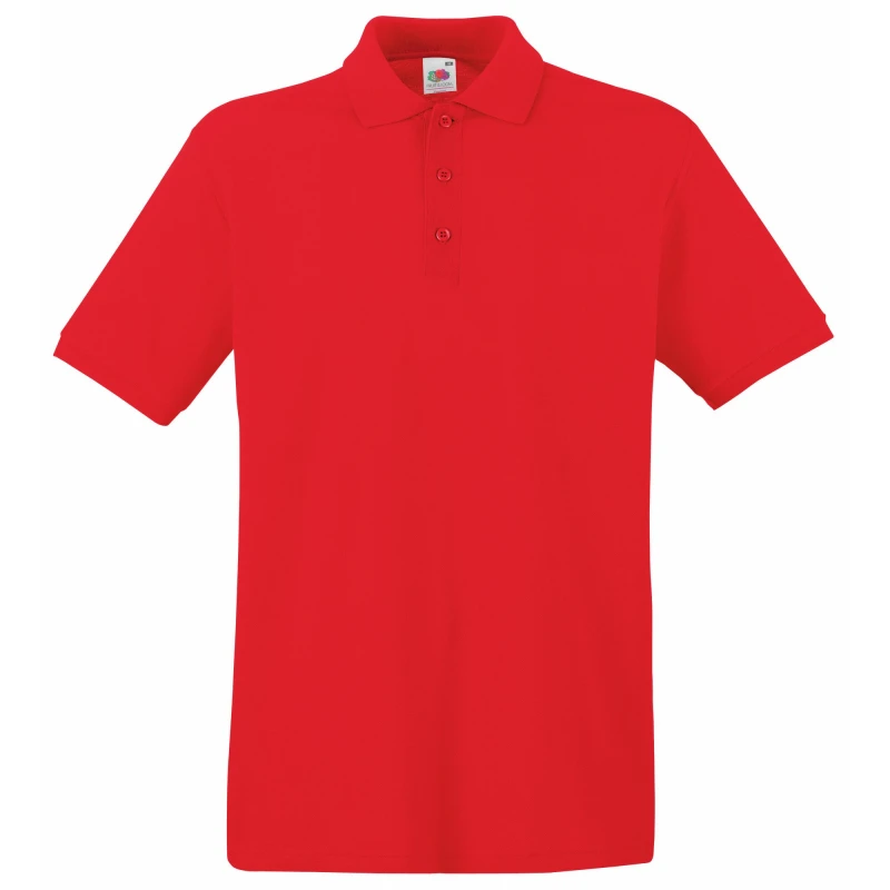 Image of Fruit Of The Loom Fruit of the Loom Men Premium Short Sleeve Polo Shirt in Red Size: Small Red S Male 5055747695960
