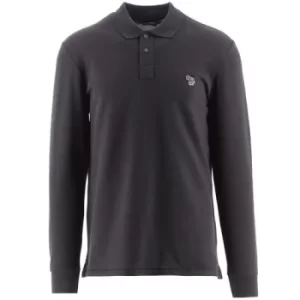 image of Paul Smith Dark Taupe Long Sleeve Zebra Polo Shirt