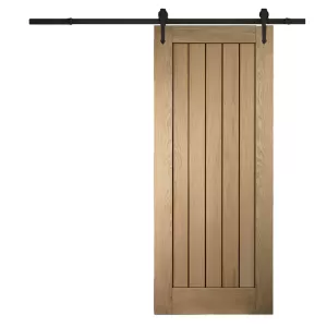 image of JELD-WEN Cottage Unfinished White Oak Internal Sliding Barn Door - Urban Track