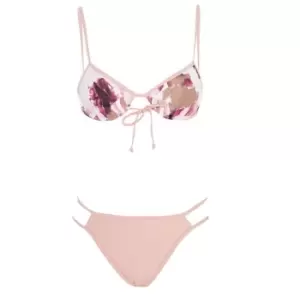 image of Missguided Print Tie Double Strap Bikini Set - Pink