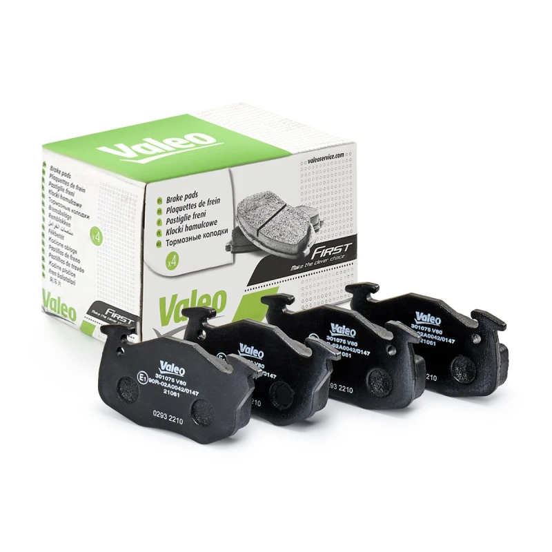 Image of VALEO 301075 Brake pad set Front Axle, without integrated wear sensor, FIRST, without anti-squeak plate Brake Pad Set,disc brake (402)