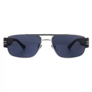Image of Rectangle Shiny Palladium Blue Sunglasses