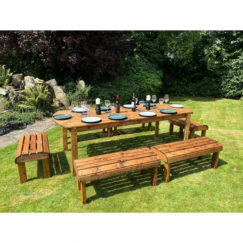 Image of Charles Taylor Ten Seater Garden Furniture Table Set - L245xW400xH80cm in Light Tan Light Tan Unisex