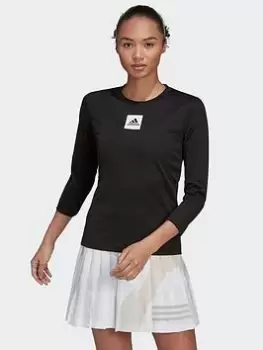Image of adidas Paris Tennis Freelift 3/4-length Sleeve Long-sleeve Top, Black, Size 2Xs, Women