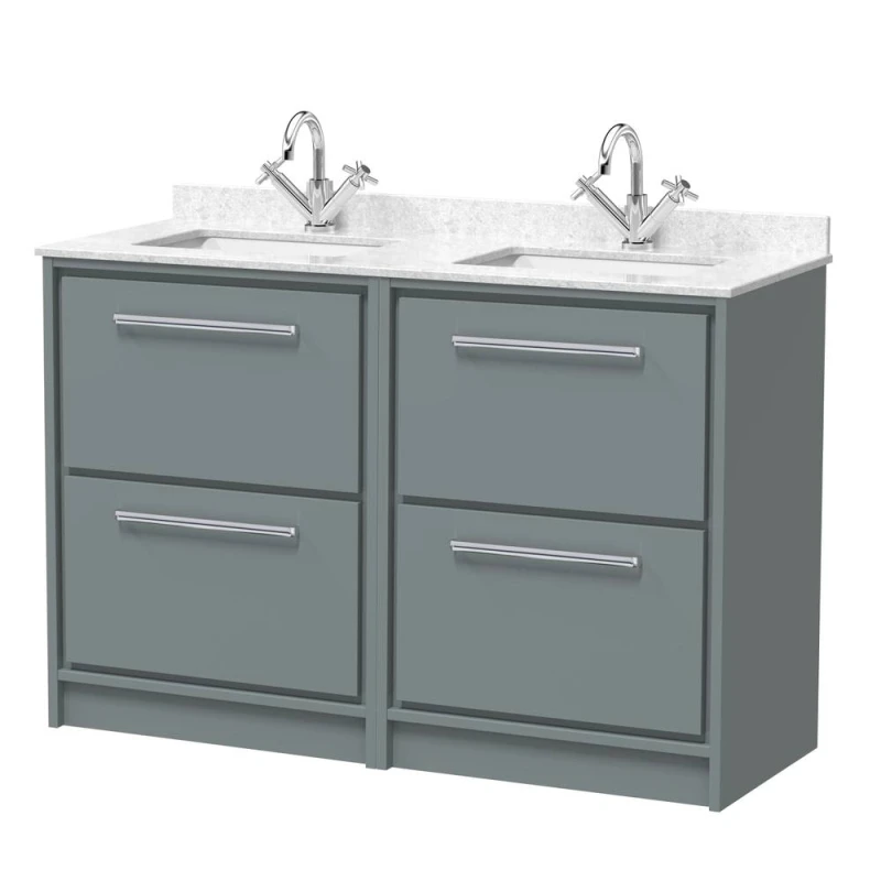 Image of Balterley 1200mm Floor Standing 4-Drawer & Marble Worktop Basin - Coastal Grey Grey Unisex