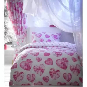 Image of Portfolio Home Kids Club Tie Dye Hearts Single Size Duvet Cover & Pillow Case Bed Set Pink