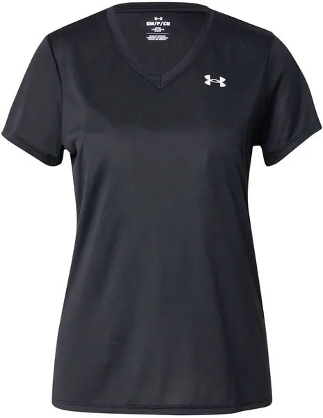 image of Under Armour Womens Tech SSV Short Sleeve V Neck T Shirt S- Bust 33.5- 35.5' Black 1384229-001-S