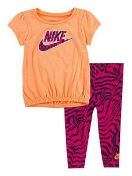 image of Nike Younger Girls 2 Piece Tunic Top and Leggings Set - Purple, Purple, Size 12 Months