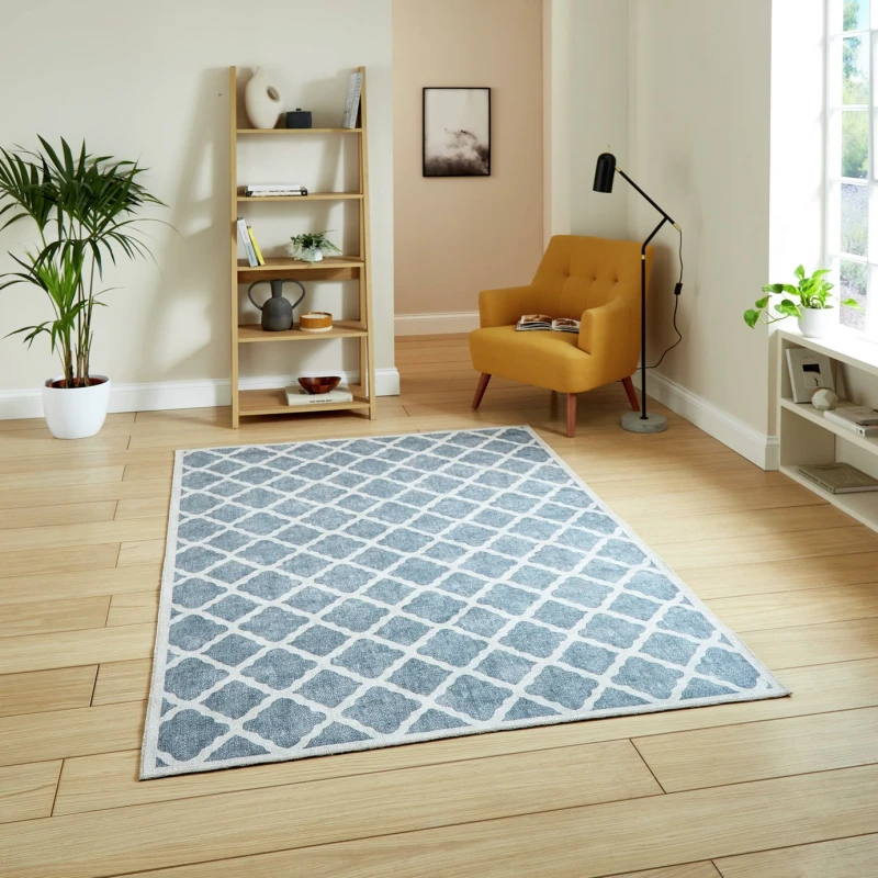 Image of Think Rugs Think Rugs Washable Coral Grey Rug - 76x150cm