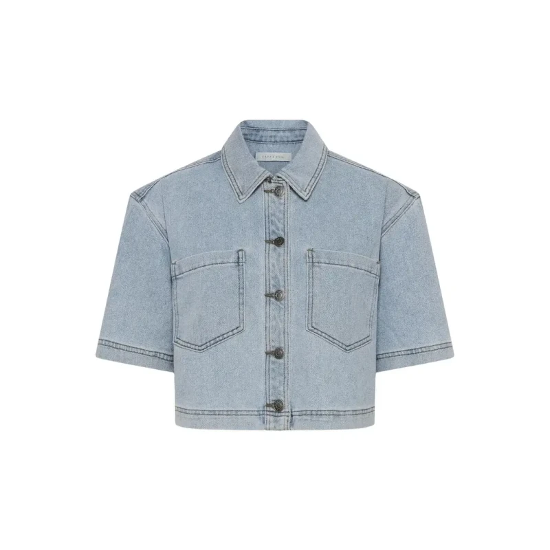 Image of Kaffe Womens short-sleeved denim shirt KAFFE Minna Bleu Female 40