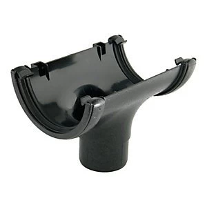 image of FloPlast RO1CI Cast Iron Style Half Round Gutter Running Outlet - Black