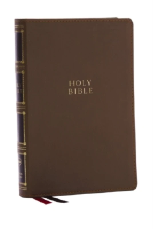 Image of NKJV, Compact Center-Column Reference Bible, Brown Leathersoft, Red Letter, Comfort Print Leather / fine binding