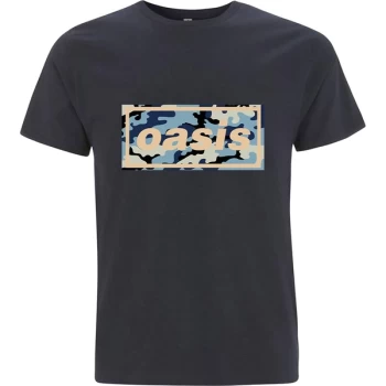 image of Oasis - Camo Logo Unisex Medium T-Shirt - Black