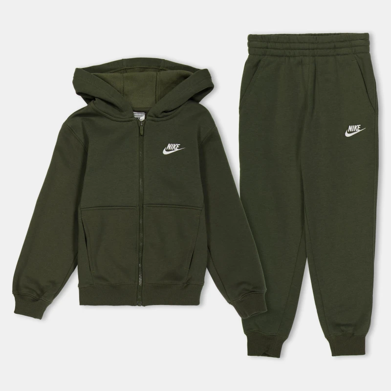 Image of Nike Fleece Tracksuit Junior Boys Khaki/White male 9-10 Yrs